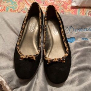Talbots black with leopard trim flats.  New!!